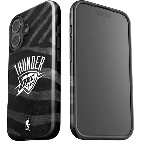 NBA Oklahoma City Thunder Black Animal Print iPhone 16 Plus Impact Case